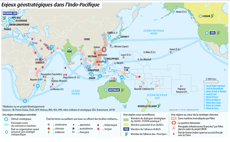 Los juegos geoestratégicos en la región Indo-Pacífico. Fuente - Diplomatie.