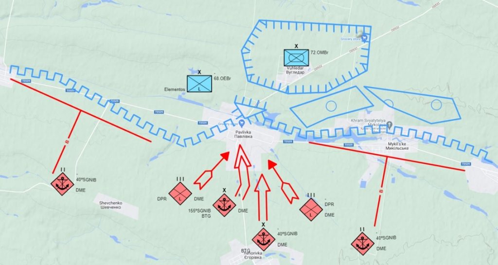 Asalto a Pavlivka del BTG de la 155ªSGNIB con apoyo de un BTG aligerado de la 40ªNIB y soporte de los milicianos del Donetsk entre el 30 de octubre y el 8 de noviembre de 2022. Autor - Gonzalo M. Vallejo Quevedo.