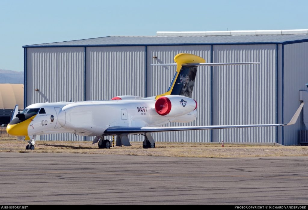 Gulfstream NC-37B con número de puro BH-100 y BuNo 166379. Nótese las modificaciones similares a las de los Nachsohn Eitam israelíes