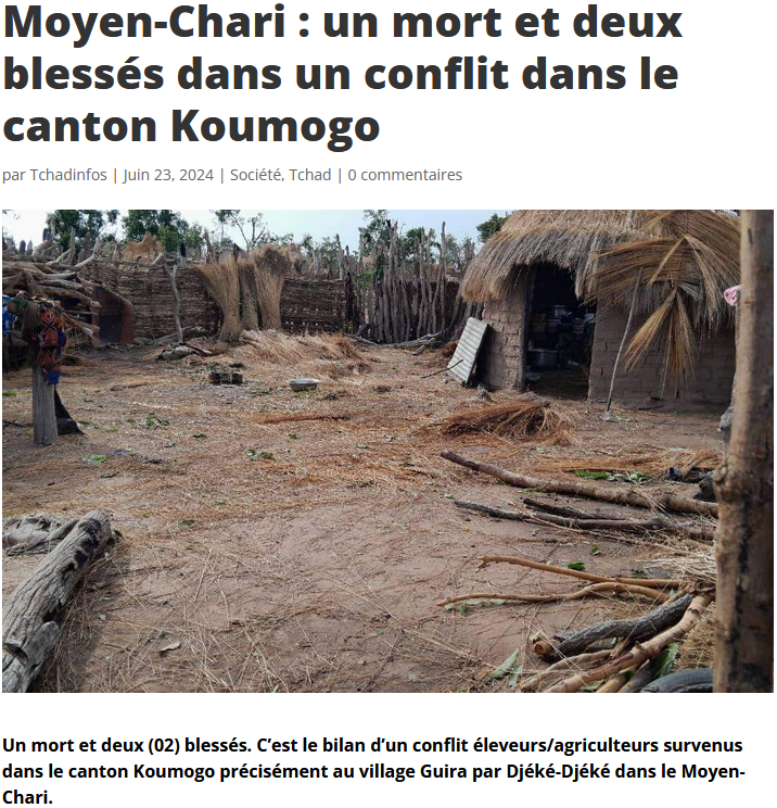 Un ejemplo de incidente violento entre campesinos y pastores en el sur de Chad. Fuente: Tchad Infos