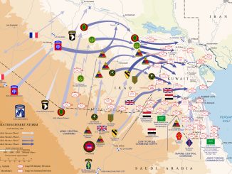 Mapa de las operaciones terrestres de la operación "Tormenta del Desierto"