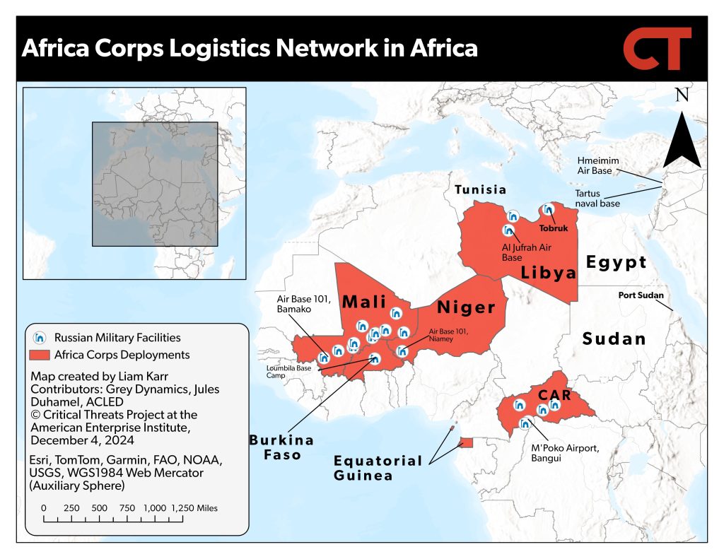 Red logística de Africa Corps en África